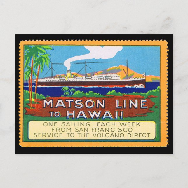 Cartão Postal Carimbo de Poster da Matson Lines por volta de 191 (Frente)