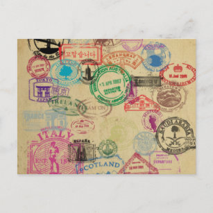 Cartão Postal Carimbos do Vintage Passport