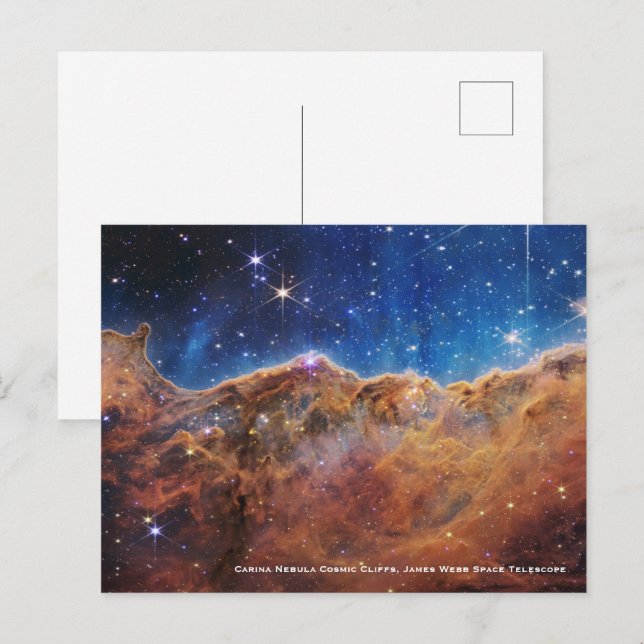 Cartão Postal Carina Nebula Cliff Cósmicos James Webb Hi-Res (Frente/Verso)