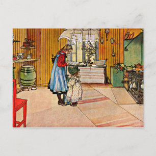 Cartão Postal Carl Larsson art: A Cozinha