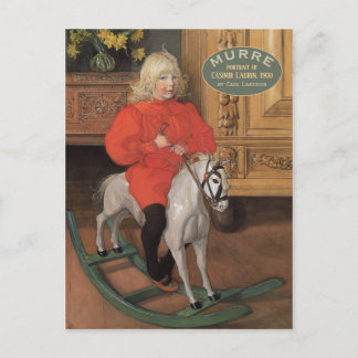 Cartão Postal Carl Larsson Murre Boy no cavalo de balanço CC1063