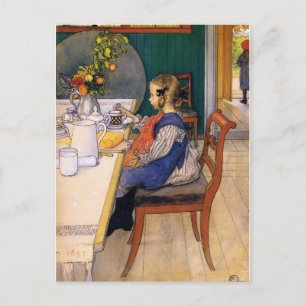 Cartão Postal Carl Larsson, o infeliz café da manhã da última