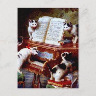 Cartão Postal Carl Reichert Kittens Tocando Piano
