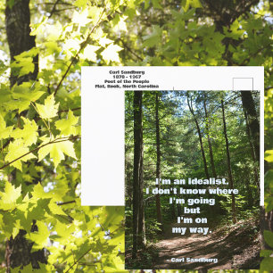 Cartão Postal Carl Sandburg Eu sou Idealista Citação Fotográfica