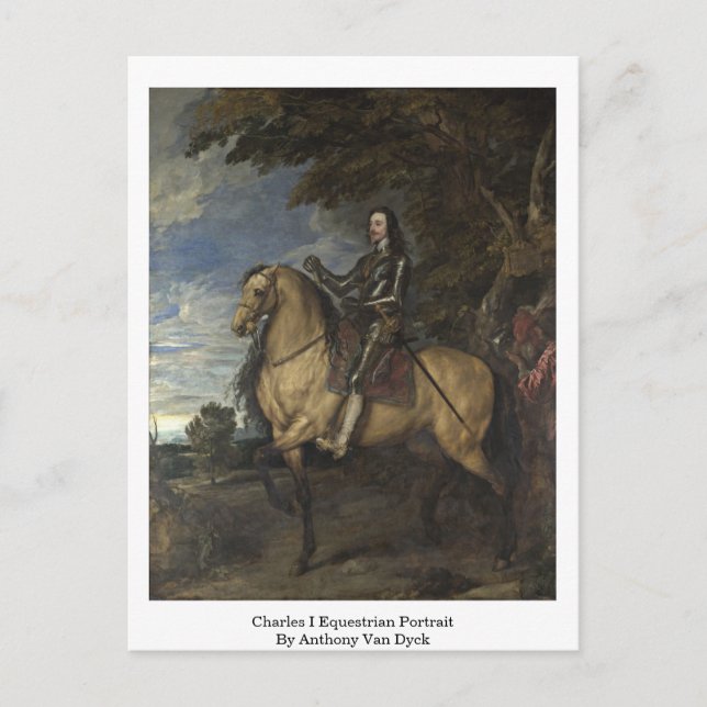 Cartão Postal Carlos I Retrato Equestre De Anthony Van Dyck (Frente)