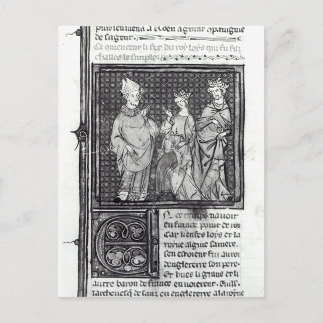 Cartão Postal Carlos III, o Simples com sua esposa e sua (Frente)