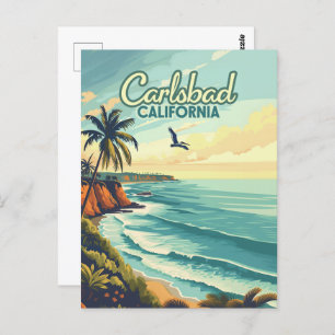 Cartão Postal Carlsbad California San Diego Beach Vintage