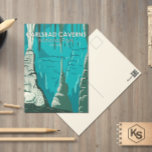 Cartão Postal Carlsbad Caverns National Park Vintage Postcard<br><div class="desc">Carlsbad Caverns vetor trabalho de arte design. O parque tem mais de 100 cavernas. Stalactites agarram-se ao telhado do Grande Quarto,  uma enorme câmara subterrânea na caverna.</div>