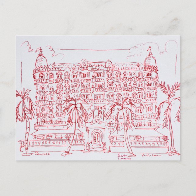 Cartão Postal Carlton Hotel, Cannes, França (Frente)