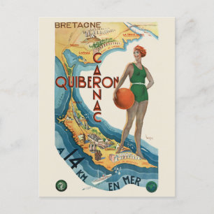 Cartão Postal Carnac - Quiberon France Poster vintage 1930