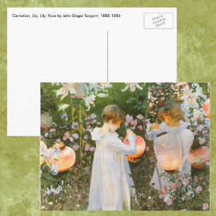 Cartão Postal Carnação, Lily, Lily, Rosa De John Singer Sargen