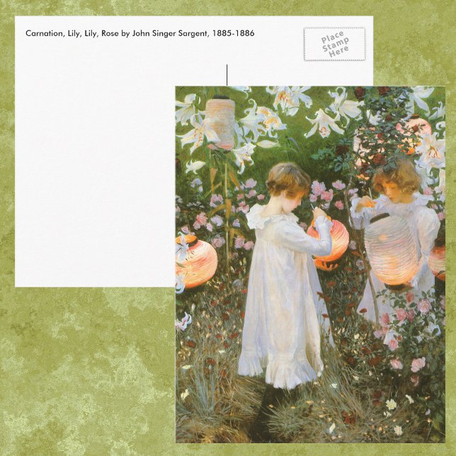 Cartão Postal Carnação, Lily, Lily, Rosa De John Singer Sargent (Criador carregado)