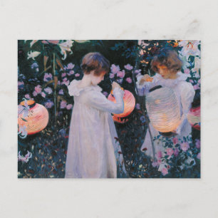 Cartão Postal Carnação Lily Lily Rosa John Singer Sarger Art