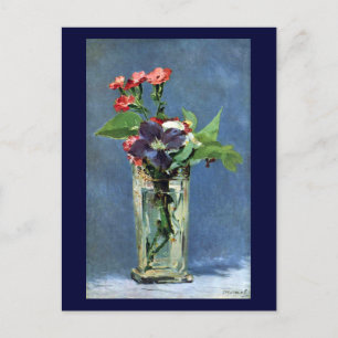 Cartão Postal Carnações e Clematis em um Vaso Cristal, Manet