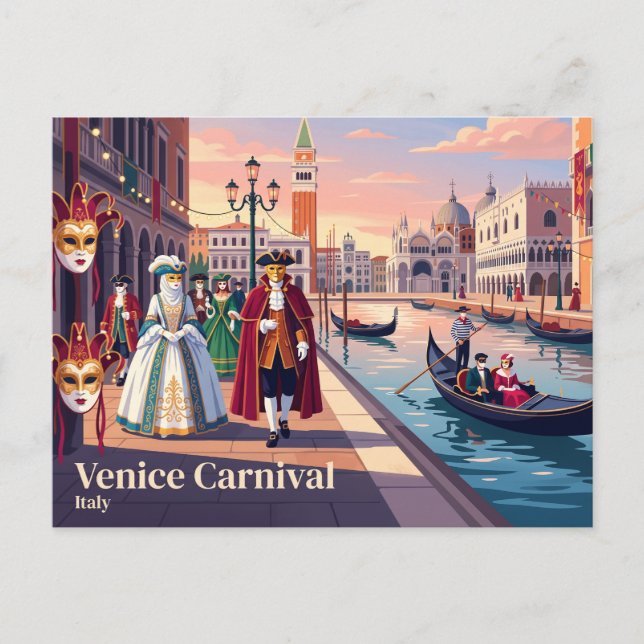Cartão Postal Carnaval de Veneza, Itália (Frente)