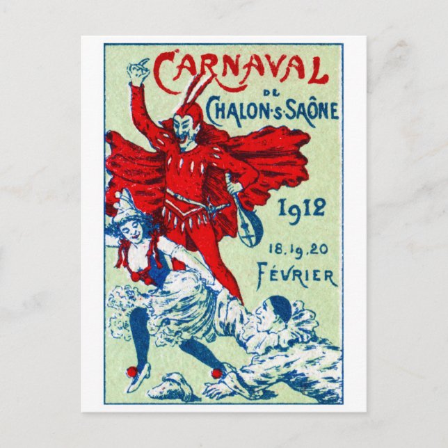 Cartão Postal Carnaval Francês 1912 (Frente)