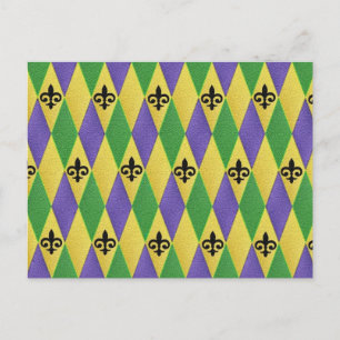 Cartão Postal Carnaval Harlequim Flor de Lis