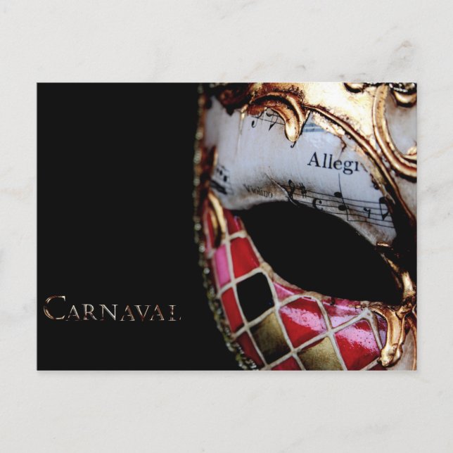 Cartão Postal Carnaval - Itália - Máscara (Frente)