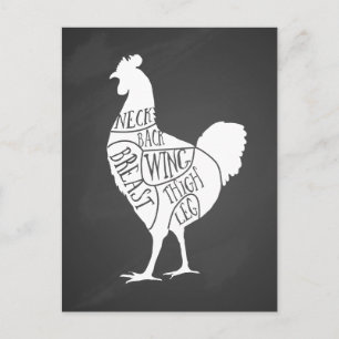 Cartão Postal carne de frango agricultora carne corta arte de pe