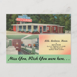 Cartão Postal Carolina do Norte, Barbecue House de Bill, Sanford