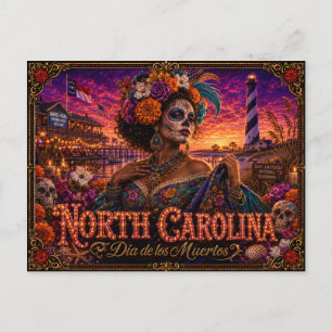 Cartão Postal Carolina do Norte Día de los Muertos Retro