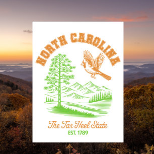 Cartão Postal Carolina do Norte O Estado do Tar Heel Fundado em