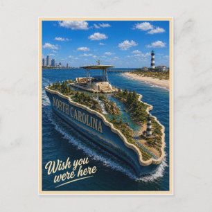 Cartão Postal Carolina do Norte   Wish You Were Here   Série dos