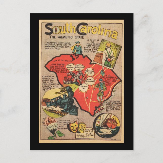 Cartão Postal Carolina do Sul - Estado de Palmetto (Frente)