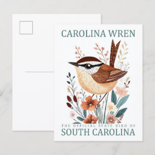 Cartão Postal Carolina Wren Bird da Viagem da Carolina do Sul