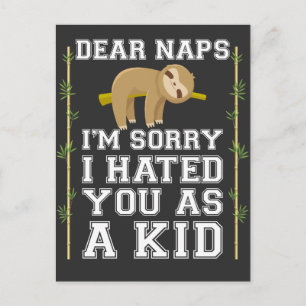 Cartão Postal Caros Naps Cute Sloth Arrancando Sobremesas Pregui