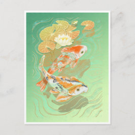 Cartão Postal Carp Koi Fish Water Lily Pond Postcard