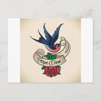 Cartão Postal Carpe Diem Bluebird Tattoo