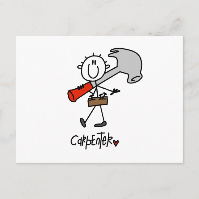 Cartão Postal Carpinteiro Com Martelo (Frente)