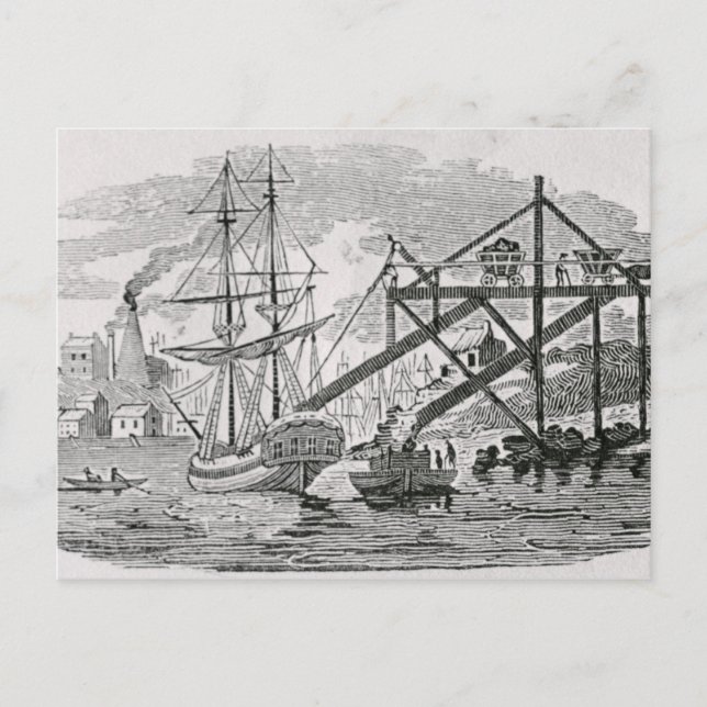 Cartão Postal Carregamento de carvão em navios de carga (Frente)