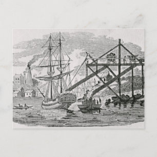 Cartão Postal Carregamento de carvão em navios de carga