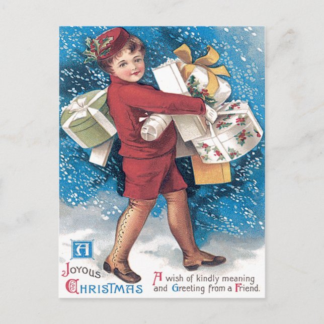 Cartão Postal Carregando Criança Bonito Apresenta Holly Snow (Frente)