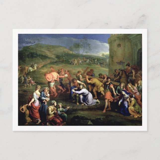 Cartão Postal Carregando do cristo Cruz, 1684 (óleo na canvas) (Frente)