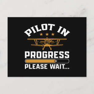 Cartão Postal Carregando Piloto… Avião Biplano Vintage Engraçado