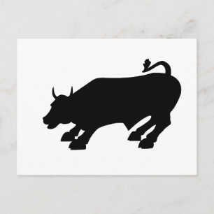 Cartão Postal Carregando Touro Negro de Wall Street