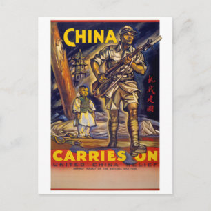 Cartão Postal Carregares da China no Poster vintage Restaurados