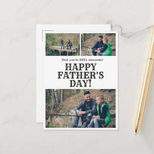 Cartão Postal Carretel de Pesca do Dia dos Pais Personalizado co