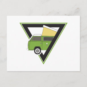 Cartão Postal carrinha de campista verde clássico triangular