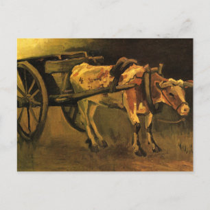 Cartão Postal Carrinho com boi vermelho e branco (Vincent van Go