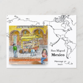 Cartão Postal Carrinho de comida, San Miguel de Allende