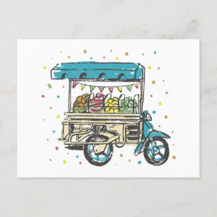 Cartão Postal Carrinho de Fruta de Aquarela