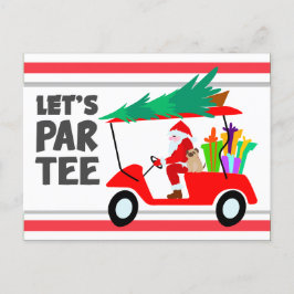 Cartão Postal Carrinho de golfe com Papai Noel Deixe Par Golfist