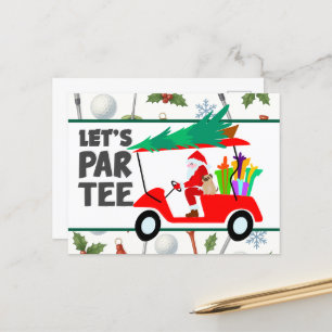 Cartão Postal Carrinho de golfe com Papai Noel Deixe Par Golfist