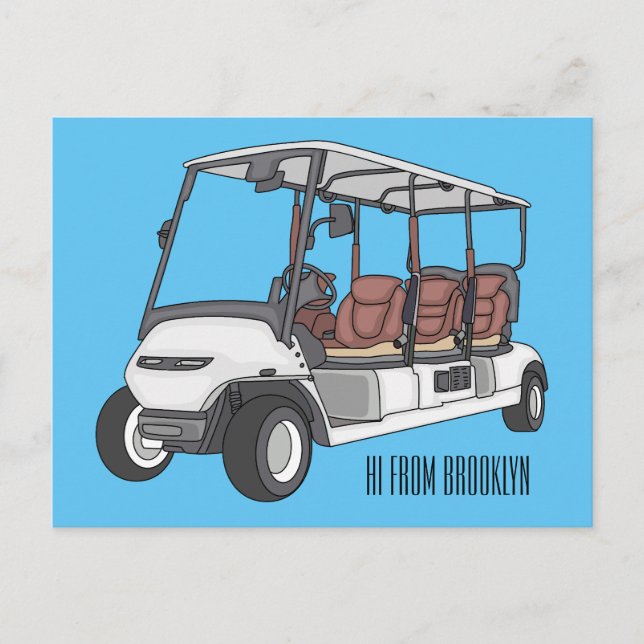 Cartão Postal Carrinho de golfe / desenho animado de buggy de go (Frente)