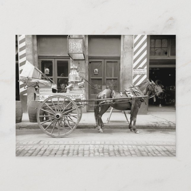 Cartão Postal Carrinho de Leite de Nova Orleans, 1910 (Frente)