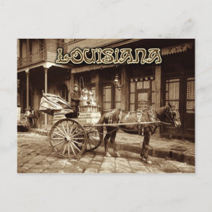 Cartão Postal Carrinho de leite puxado por cavalos, Nova Orleans